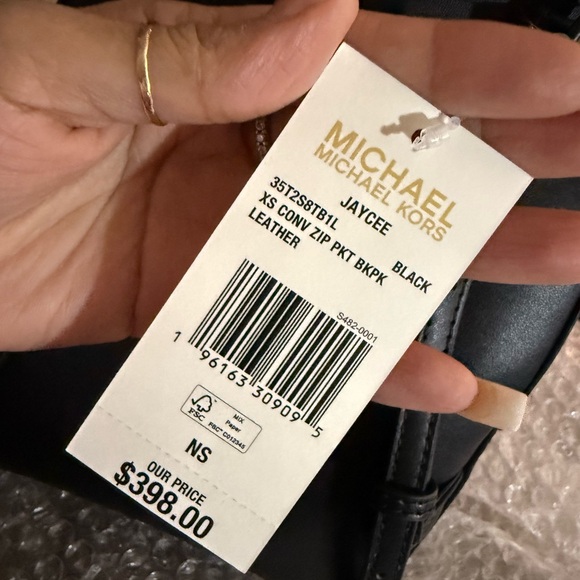 MICHAEL KORS Jaycee Small Pebbled Black Leather Convertible Backpack - Picture 4 of 4